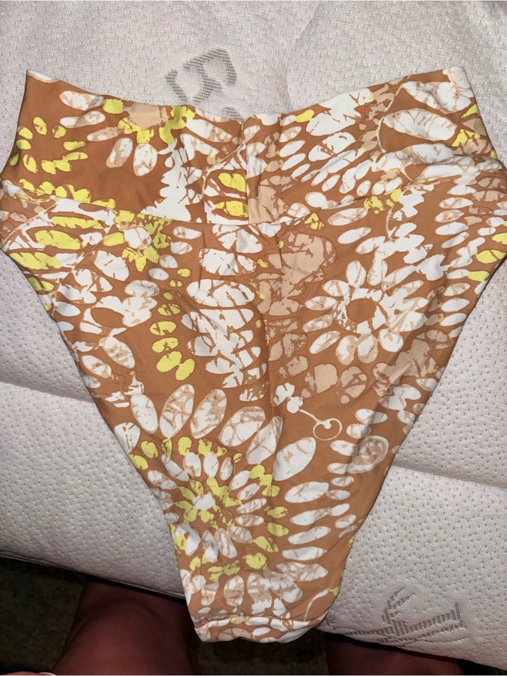 aerie Brown Swimsuit with White and Yellow Print - Picture 6 of 6